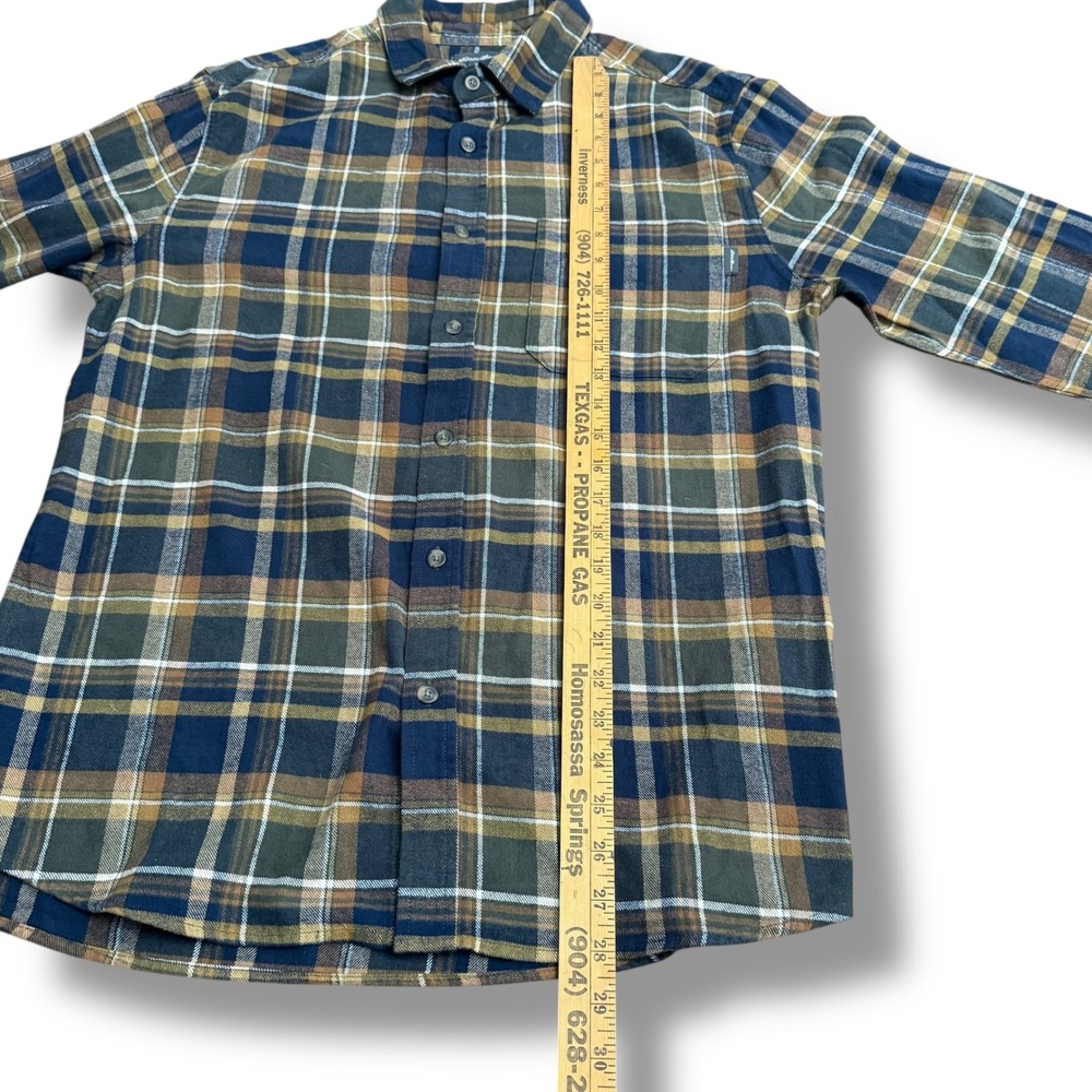 Eddie Bauer Mens Plaid Flannel Long Sleeve Button Down Shirt Green Brown M - Picture 2 of 12